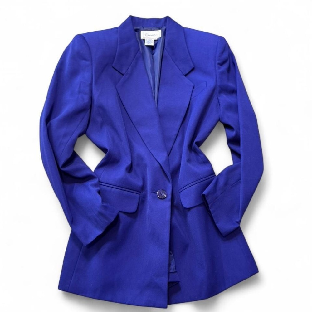 Rare Vintage 80s Christopher Royal Blue Blazer, Women's‎ Size 10
